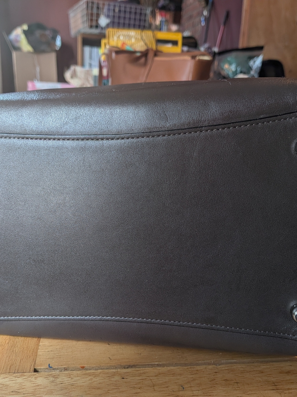 Coach Dark Brown Leather Satchel with Top Handles - Picture 5 of 15
